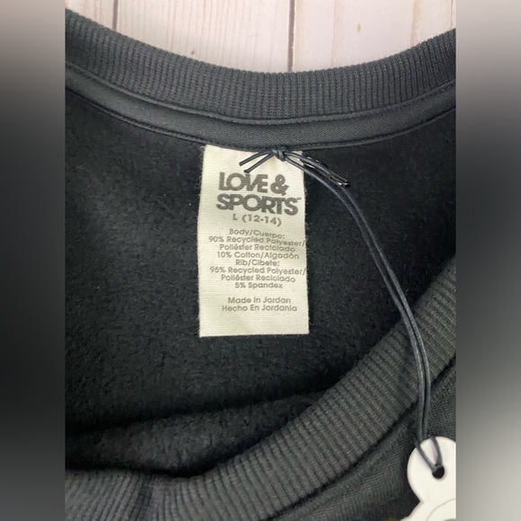 Lot of 2 Cropped Size L 12-14 Black Long Sleeve Tops Sweatshirt & Ribbed Shirt - Picture 3 of 10